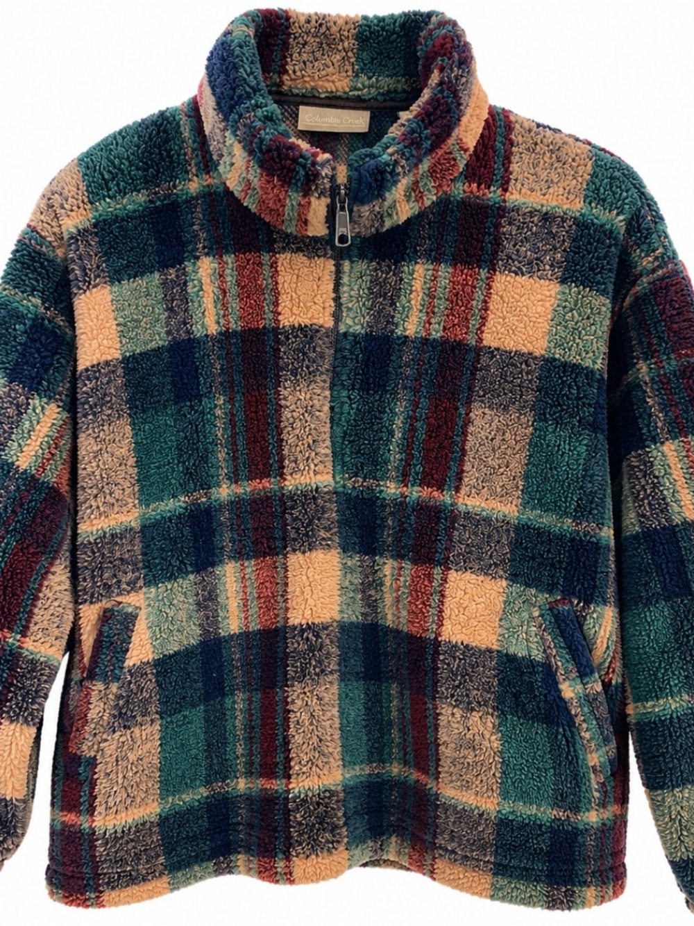 Columbia Creek Sherpa Fleece Plaid Jacket Size M Cozy Zip Up